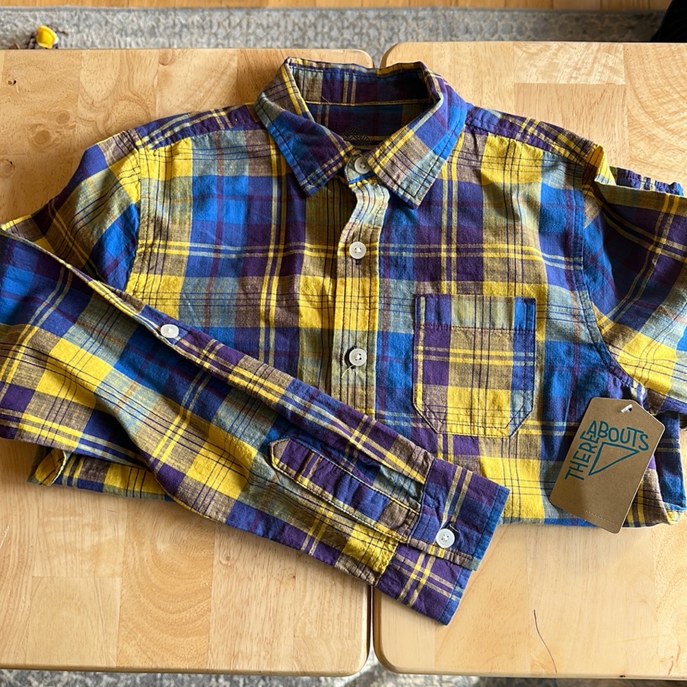 New kids Thereabouts plaid button up shirt L 14/16